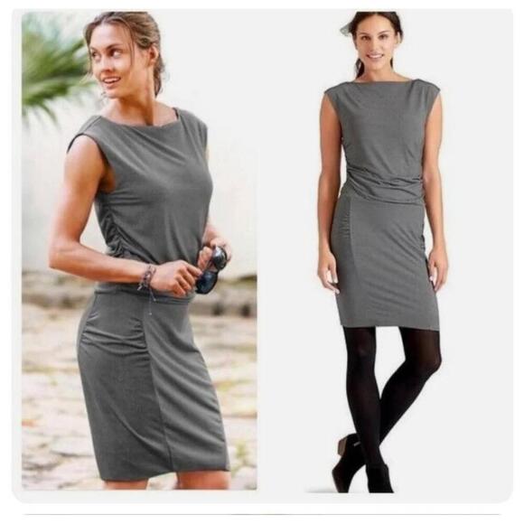 Athleta Womens Ruched Black Bodycon Dress Size Medium - Picture 4 of 10